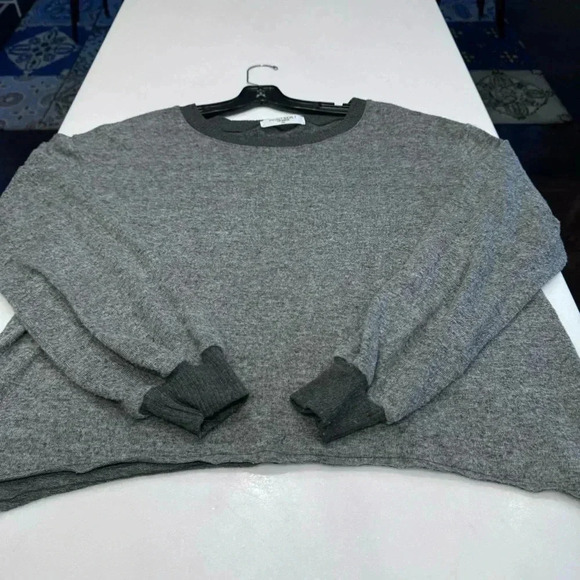 Project Social T Women's Grey Drop Shoulder Scoop Neck Long Sleeve Sweater Sz L - Picture 7 of 8